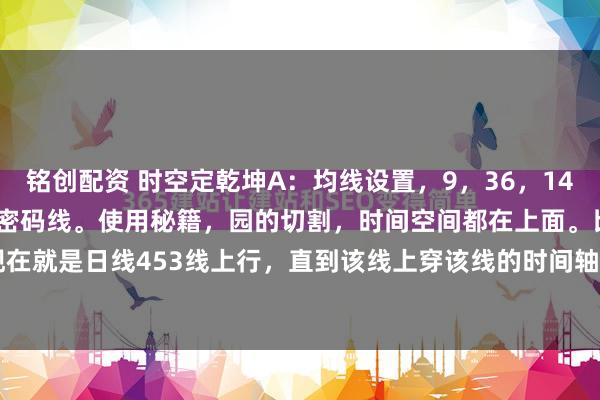 铭创配资 时空定乾坤A：均线设置，9，36，144，453。其中453线是密码线。使用秘籍，园的切割，时间空间都在上面。比如现在就是日线453线上行，直到该线上穿该线的时间轴，则上升终结。日线453线上行...